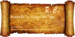 Radván Cipriána névjegykártya